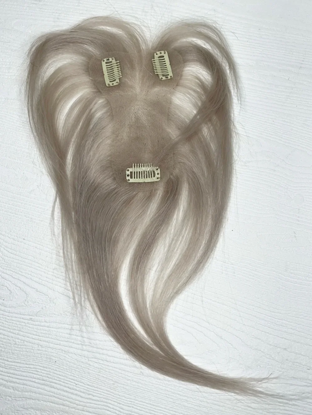 White Blonde Human Hair Ultra Thin 10 Inch Hair Topper with Bangs